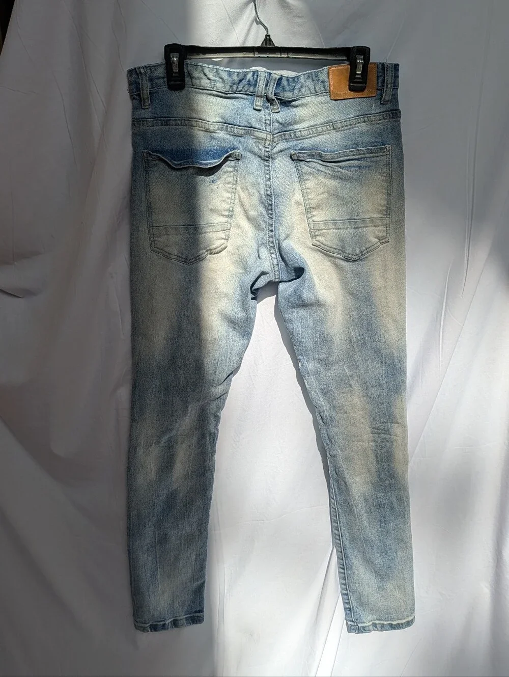 Men's Skinny Distressed Light Blue Ripped Jeans